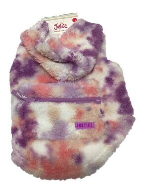 Justice Tie Dye Sherpa Pet Dog Hoodie with Zip Pocket Size XS